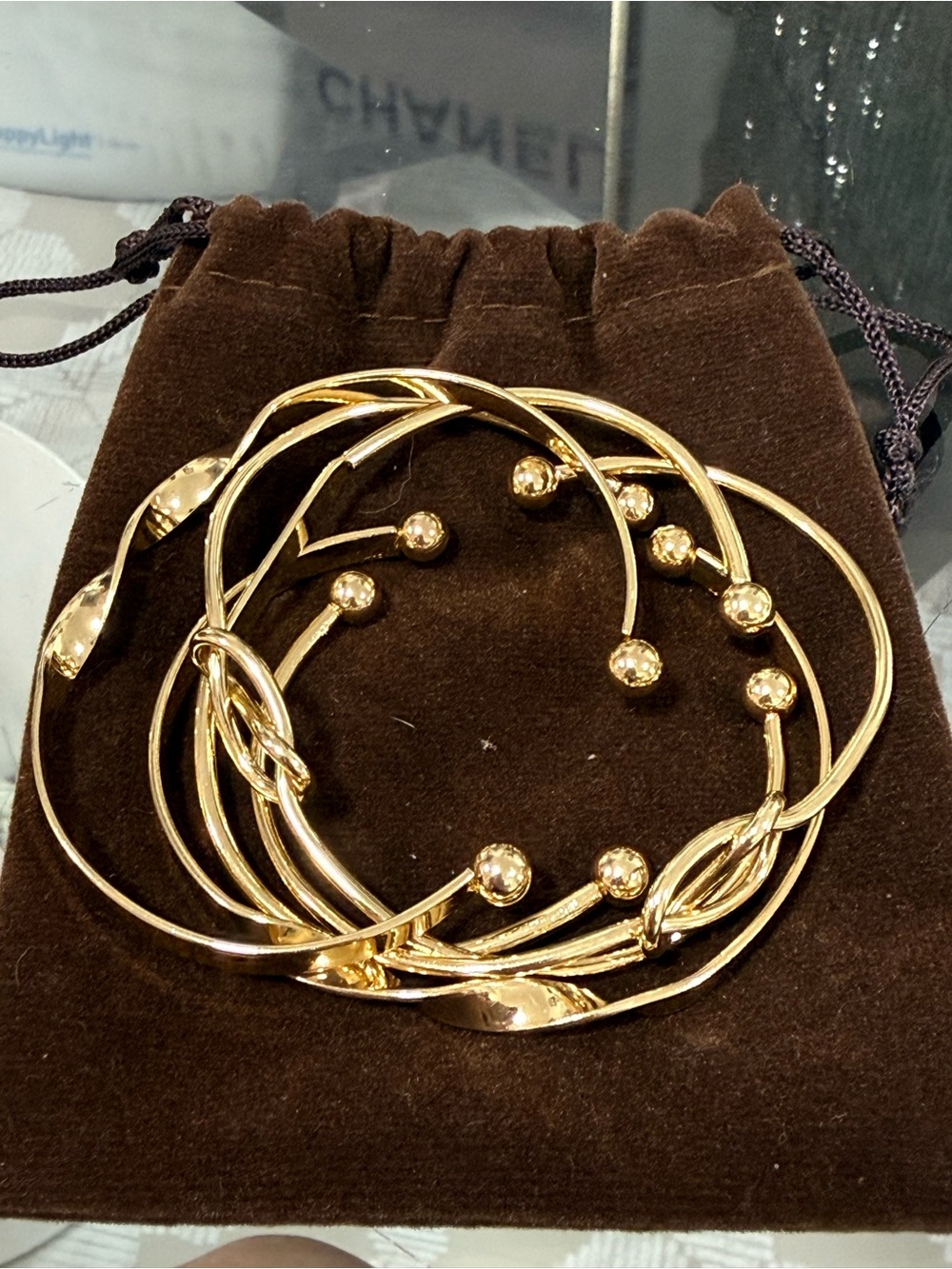 Gold-Tone Multi Bangle Bracelet Set in gift bag